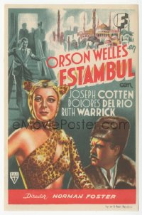 8r0976 JOURNEY INTO FEAR Spanish herald 1942 different art of Orson Welles & sexy Dolores Del Rio!