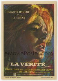 8r0988 LA VERITE Spanish herald 1970 Mac Gomez art of Brigitte Bardot, Henri-Georges Clouzot!