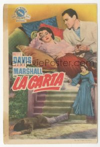 8r1000 LETTER vertical Spanish herald 1942 different image of Bette Davis & Herbert Marshall, rare!