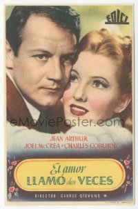 8r1034 MORE THE MERRIER Spanish herald 1947 romantic close up of Jean Arthur & Joel McCrea!