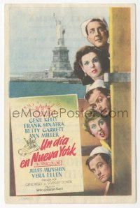8r1057 ON THE TOWN Spanish herald 1951 Gene Kelly, Frank Sinatra, Ann Miller, Statue of Liberty!