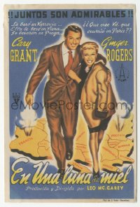 8r1060 ONCE UPON A HONEYMOON Spanish herald 1942 different art of Ginger Rogers & Cary Grant, rare!