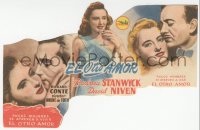 8r0781 OTHER LOVE die-cut Spanish herald 1947 Barbara Stanwyck between David Niven & Richard Conte!