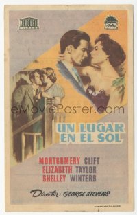 8r1075 PLACE IN THE SUN blue title Spanish herald 1952 Montgomery Clift, Liz Taylor & Winters!