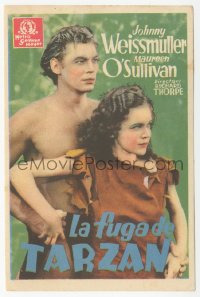 8r1144 TARZAN ESCAPES Spanish herald 1939 c/u of Johnny Weissmuller & Maureen O'Sullivan, rare!