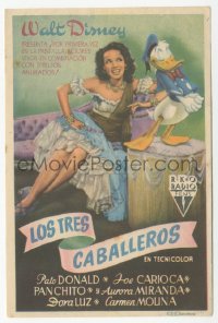 8r1157 THREE CABALLEROS Spanish herald 1947 great image of Donald Duck & sexy Aurora Miranda!