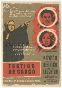 8r1184 WITNESS FOR THE PROSECUTION Spanish herald 1958 different MCP art of Power, Dietrich, Laughton