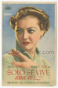 8r1189 YOU ONLY LIVE ONCE Spanish herald 1944 Fritz Lang film noir, portrait of Sylvia Sidney, rare!