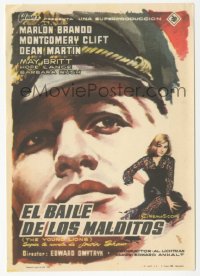 8r1191 YOUNG LIONS Spanish herald 1960 different MCP art of Nazi Marlon Brando & May Britt!