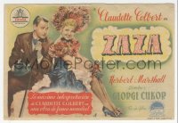 8r1193 ZAZA Spanish herald 1939 different image of sexy Claudette Colbert & Herbert Marshall, rare!