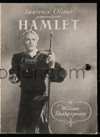 8r0255 HAMLET Danish program 1949 Laurence Olivier in William Shakespeare classic, Best Picture!