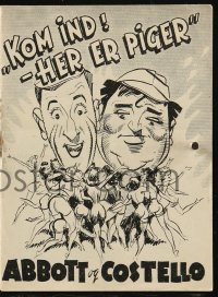 8r0257 HERE COME THE CO-EDS Danish program 1949 cool different art of Bud Abbott & Lou Costello!