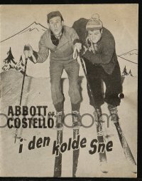 8r0258 HIT THE ICE Danish program 1947 different images of wacky Abbott & Costello skiing, rare!