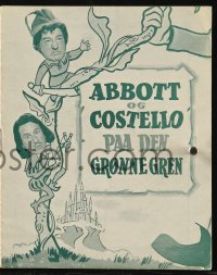 8r0259 JACK & THE BEANSTALK Danish program 1952 Abbott & Costello, their first picture in color!