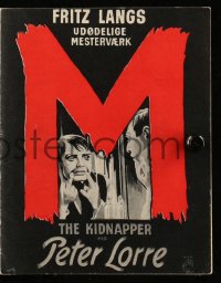 8r0268 M Danish program R1947 Fritz Lang film noir classic, different cover art of Peter Lorre!