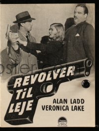 8r0300 THIS GUN FOR HIRE Danish program 1947 different images of Alan Ladd & sexy Veronica Lake!