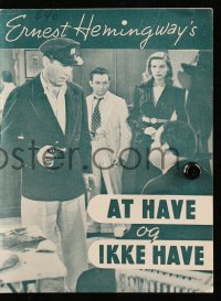 8r0303 TO HAVE & HAVE NOT Danish program 1948 Humphrey Bogart & sexy Lauren Bacall, different!