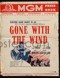 8r0496 GONE WITH THE WIND English pressbook R1950s Clark Gable & Vivien Leigh classic, rare!