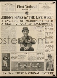 8r0499 LIVE WIRE English pressbook 1926 Johnny Hines, a cyclone of merriment at the circus, rare!