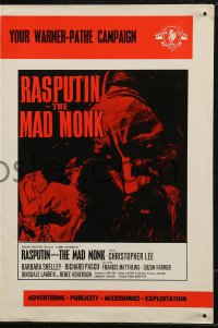 8r0503 RASPUTIN THE MAD MONK English pressbook 1966 crazed Christopher Lee, Hammer horror, rare!