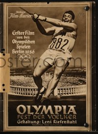 8r0012 OLYMPIAD German program 1938 Part I of Leni Riefenstahl's 1936 Berlin Olympics documentary!