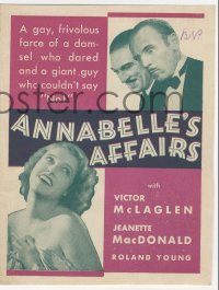 8r0328 ANNABELLE'S AFFAIRS herald 1931 pretty Jeanette MacDonald & Victor McLaglen, ultra rare!