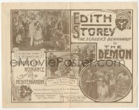 8r0357 DEMON herald 1918 Edith Storey, The Screen's Bernhardt, sold in African slave market, rare!