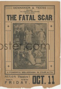 8r0371 FATAL SCAR stage play herald 1907 the powerful circus melodrama in 4 acts, ultra rare!