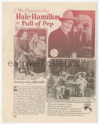 8r0376 FULL OF PEP herald 1919 a rollicking adventure of dare-devil American Hale Hamilton, rare!