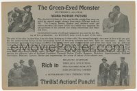 8r0383 GREEN EYED MONSTER herald 1919 stupendous all-star negro motion picture, train adventure!