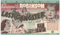 8r0404 LAST GANGSTER herald 1937 Edward G. Robinson, James Stewart & Rose Stradner, rare!