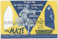 8r0415 MAZE die-cut herald 1953 William Cameron Menzies, cool 3-D pop-up of screaming girl, rare!