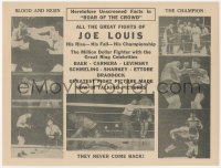 8r0440 ROAR OF THE CROWD herald 1930s all the great Joe Louis boxing fights in one picture!