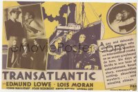 8r0464 TRANSATLANTIC herald 1931 art of gambler Edmund Lowe & Lois Moran over cruise ship, rare!