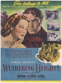 8r0479 WUTHERING HEIGHTS herald 1939 different art of Laurence Olivier & Merle Oberon, William Wyler!