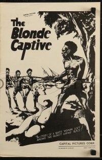 8r0525 BLONDE CAPTIVE pressbook R1940s Wynne Davies art of nude woman & Australian Aborigines!