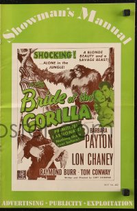 8r0529 BRIDE OF THE GORILLA pressbook 1951 sexy Barbara Payton & huge ape, primitive passions!