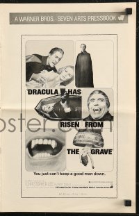 8r0549 DRACULA HAS RISEN FROM THE GRAVE pressbook 1969 Hammer, Christopher Lee as the vampire!