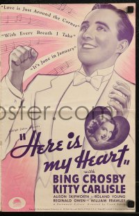 8r0565 HERE IS MY HEART pressbook 1934 Bing Crosby, Kitty Carlisle, Love is Just Around the Corner!