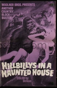 8r0566 HILLBILLYS IN A HAUNTED HOUSE pressbook 1967 country music, art of wacky ape & sexy girl!