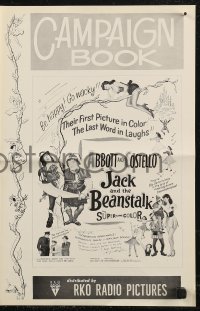 8r0574 JACK & THE BEANSTALK pressbook R1960 Abbott & Costello, their first picture in color!