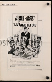8r0590 LIVE & LET DIE pressbook 1973 Roger Moore as James Bond, art by Robert McGinnis!