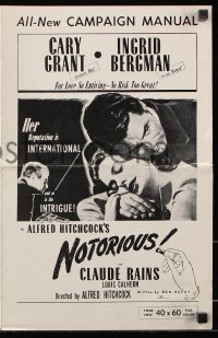 8r0607 NOTORIOUS pressbook R1954 Cary Grant, Ingrid Bergman, Claude Rains, Alfred Hitchcock classic!