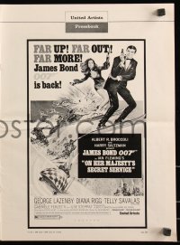 8r0608 ON HER MAJESTY'S SECRET SERVICE pressbook 1969 George Lazenby's only appearance as James Bond