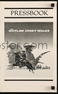 8r0613 OUTLAW JOSEY WALES pressbook 1976 Clint Eastwood is an army of one, cool western artwork!