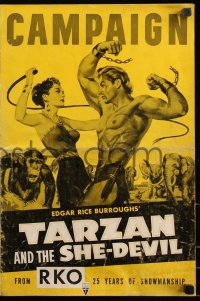 8r0638 TARZAN & THE SHE-DEVIL pressbook 1953 sexy Joyce MacKenzie whips at barechested Lex Barker!