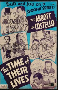 8r0645 TIME OF THEIR LIVES pressbook R1951 Abbott & Costello, Marjorie Reynolds, wacky sci-fi!
