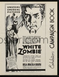 8r0656 WHITE ZOMBIE pressbook R1940s completely different art of Bela Lugosi's eyes & his grip!