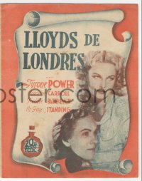 8r0715 LLOYD'S OF LONDON 4pg Spanish herald 1940 Freddie Bartholomew, Madeleine Carroll, Tyrone Power