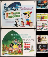 8s0678 LOT OF 9 UNFOLDED WALT DISNEY HALF-SHEETS 1970s-1980s from animated & live action movies!